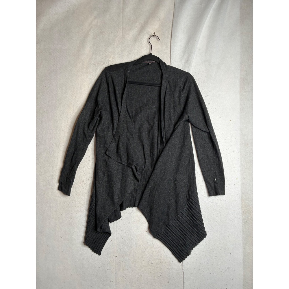 Robert Kitchen Canada Gray Lambswool Angora Cashmere Draped Cardigan Sweater